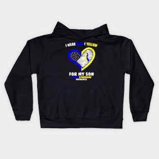 I Wear Blue and Yellow For My Son - Down Syndrome Awareness Kids Hoodie